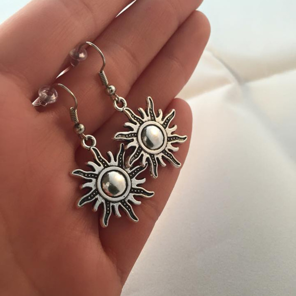 Kristy's Jewels Jewelry - Silver Sun Corona Earrings Hypoallergenic Hooks